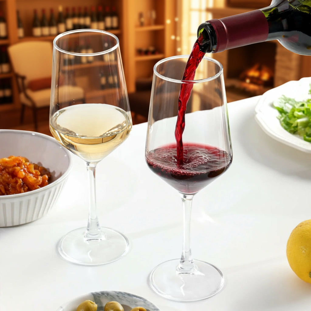 Wine Glasses Set of 6, 13.5Oz Red & White Wine Glasses for Party (Clear）